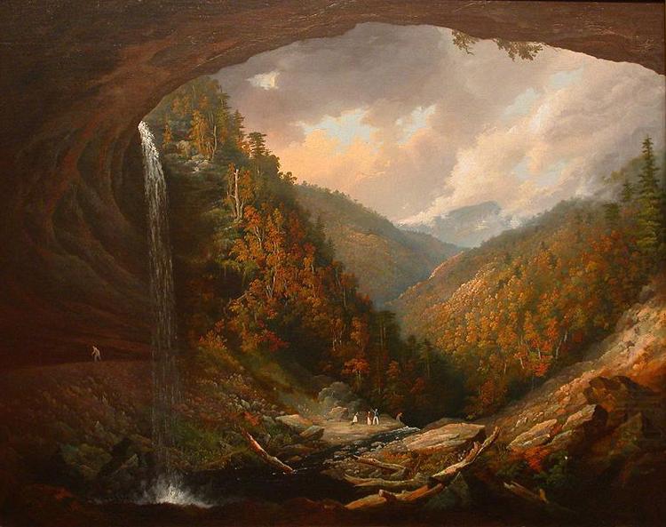 Cauterskill Falls on the Catskill Mountains, Taken from under the Cavern, oil on canvas painting by William Guy Wall, 1826-27, unknow artist